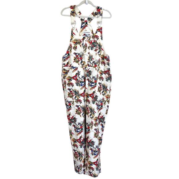Anthropologie LF Markey Bryson Dungarees Womens Overalls Size 10 Harvest Print - Picture 4 of 16